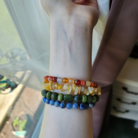 Boho Crystal Beaded Bracelet Stacking Set Of 3 - Picture 4 of 12